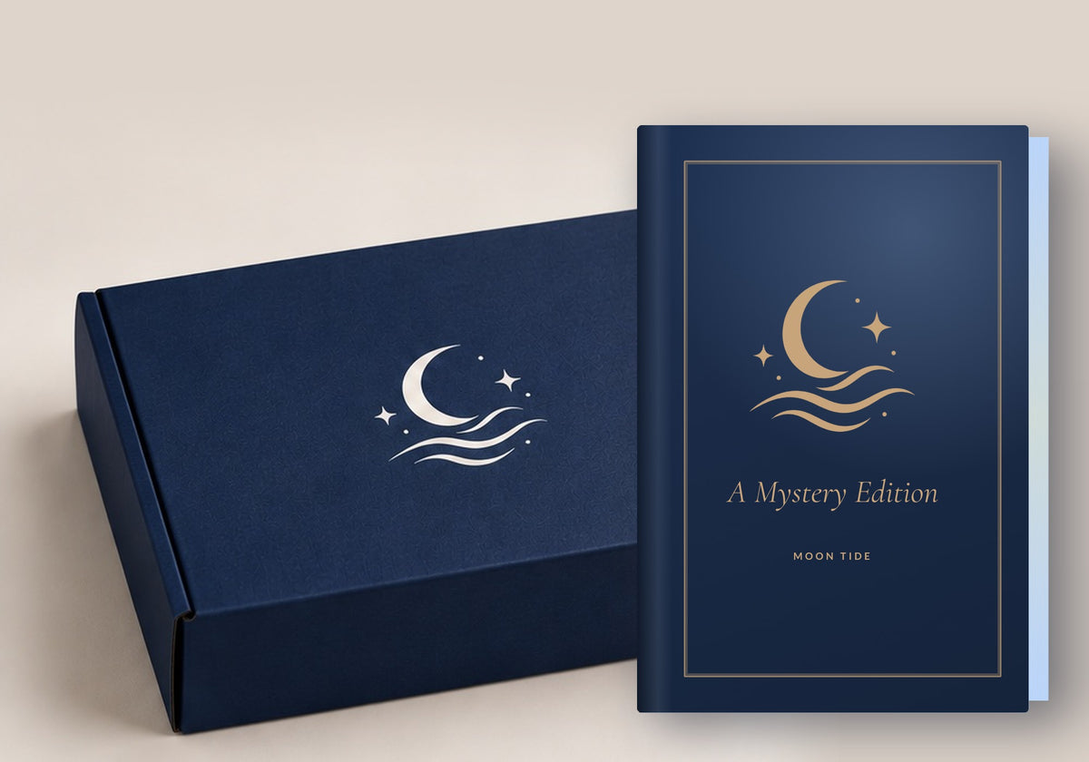 Moon Tide Mystery Edition special edition hardback with the navy Moon Tide mailer box
